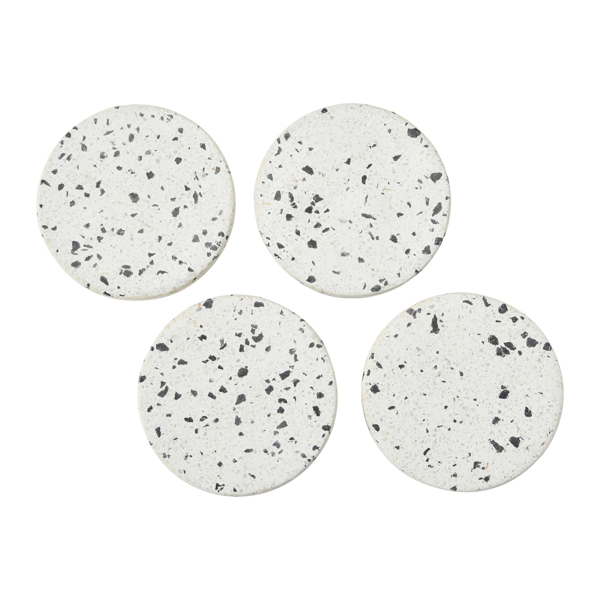 Hello Honey® White Round Terrazzo Coaster Set